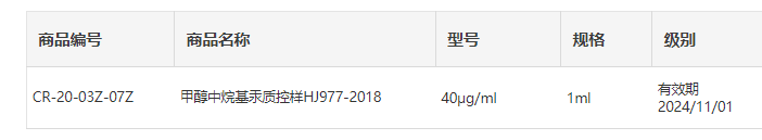 甲醇中烷基汞質(zhì)控樣HJ977-2018